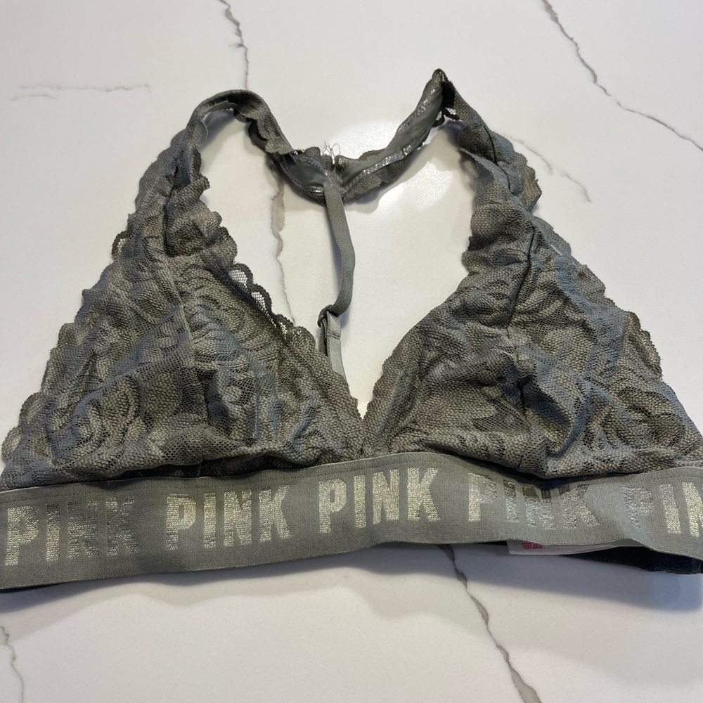 PINK size small sage green lace bra